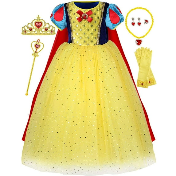Girls Snow Princess Dress Halloween Costume Cosplay Birthday Outfit