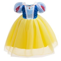 Girls Snow White Princess Dress Up Kids Halloween Cosplay Birthday Party Dress Up with Cape