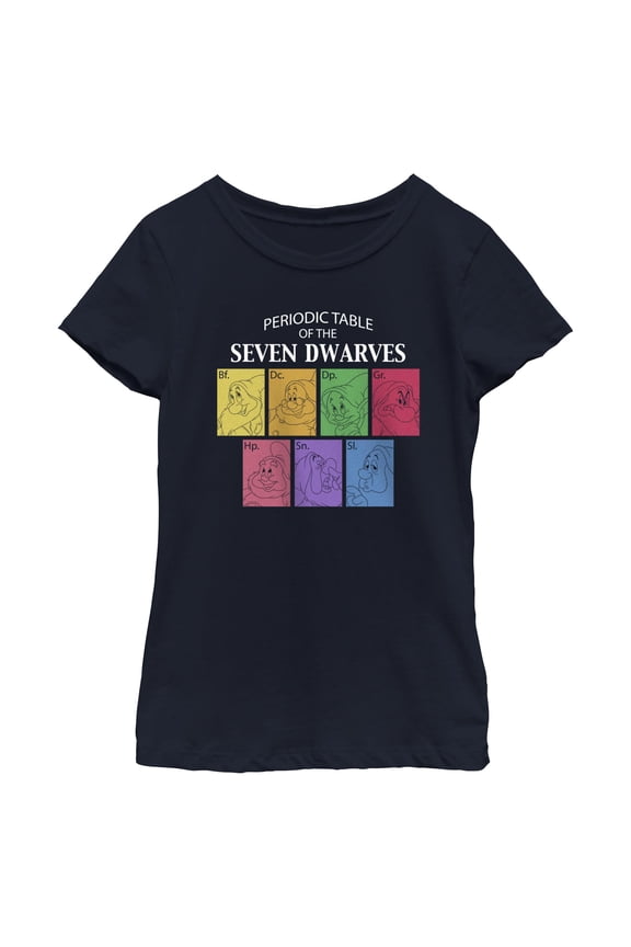 Girls Snow White and the Seven Dwarfs Periodic Table Multicolor T Shirt