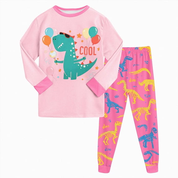 Girls' Snug-fit Matching Short-Sleeve Cotton Pajama Set, Soft & Cute for Kids 6-12 Months 12-24 Months 2t 3t 4t 5t 6t 7t 8t 9t Children(Light Pink,6-7 Years)