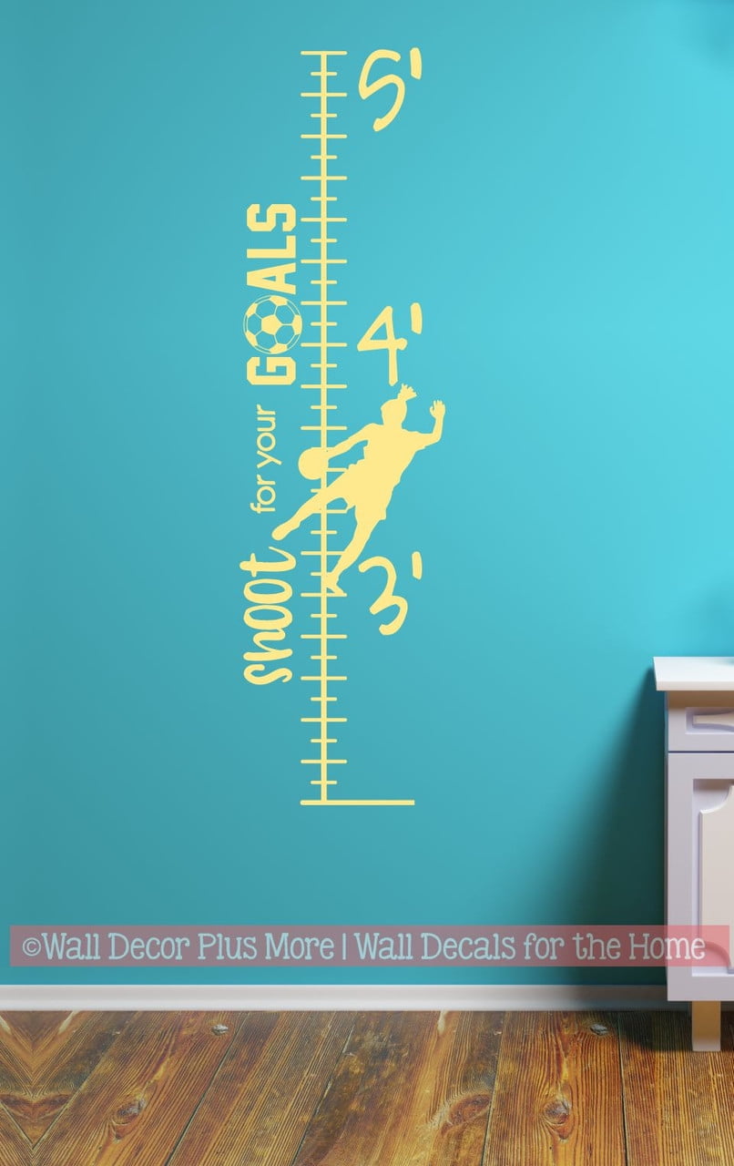 Sports Theme Ruler Girls Soccer Growth Chart Vinyl Wall Art for Kids - Sports Growth Chart ...