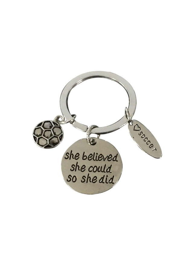 Girls Soccer She Believed She Could Keychain -
