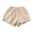 thumbnail image 1 of Girls Soccer Shorts Loose Fit Khaki Shorts Elastic Outfits for Girls 6-12 Months, 1 of 7