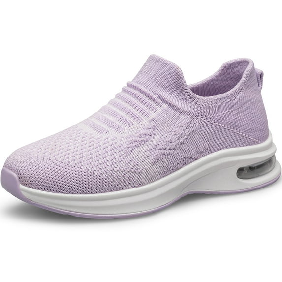 YHOON Girls Sock Shoes Kids Sneakers Slip on Walking Tennis Running Shoes Light Purple Toddler Size 7
