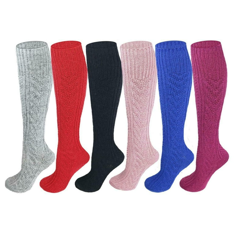 Girls Socks 6 Pack Cable Knit Wool Boot Socks Little Girls Big Girls