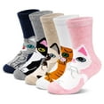 thumbnail image 1 of Girls Socks, AMITOFO Kids Socks Winter Warm Socks, Non Slip Cozy Cotton Crew Socks for 2-3/4-6/7-9/10-12 Years Toddlers Girl Socks, 5 Pairs, 1 of 8