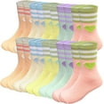 thumbnail image 1 of Girls Socks Athletic Crew Socks Sports Soft Breathable Casual School Sock for Little Big Kids, 1 of 6