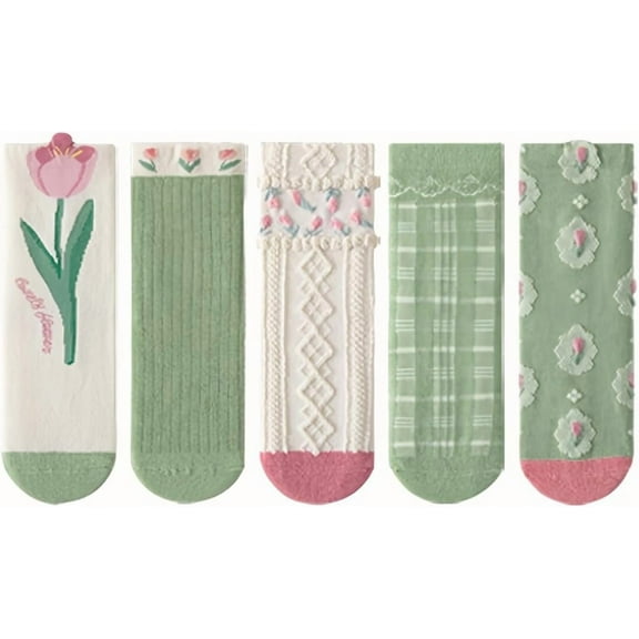 Girls Socks Cute Cartoon Mid Calf Crew Socks for Girl 2-12 Years