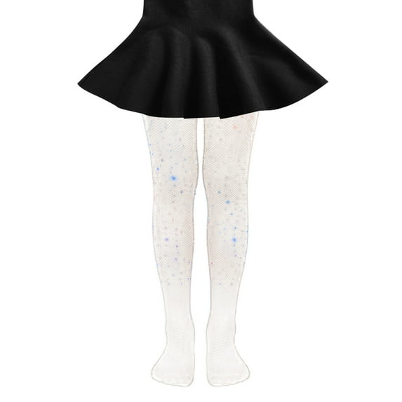 Girls Socks, Dot Mesh Tights For Girls Colorful Design Breathable Comfortable Leggings With Seamless Toe, Compression Socks(White,12-15 Years)