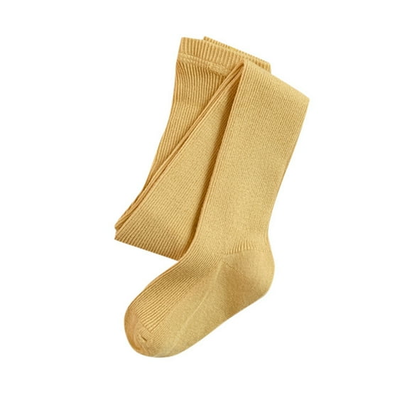 Girls Socks,Girls Cable Knit Tights Cotton Footed Design Warm Stockings Soft Leggings for Toddlers,Kids Socks,Yellow,12-24 Months