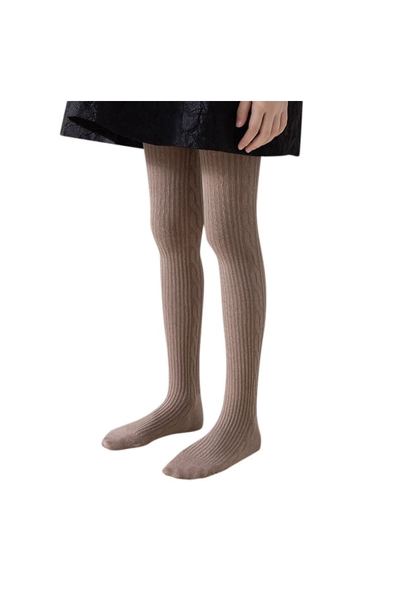 Girls Socks Kids Girls' Tights Cotton Cable Knit Footed Leggings Pantyhose Stockings Coffee 4 Years-5 Years
