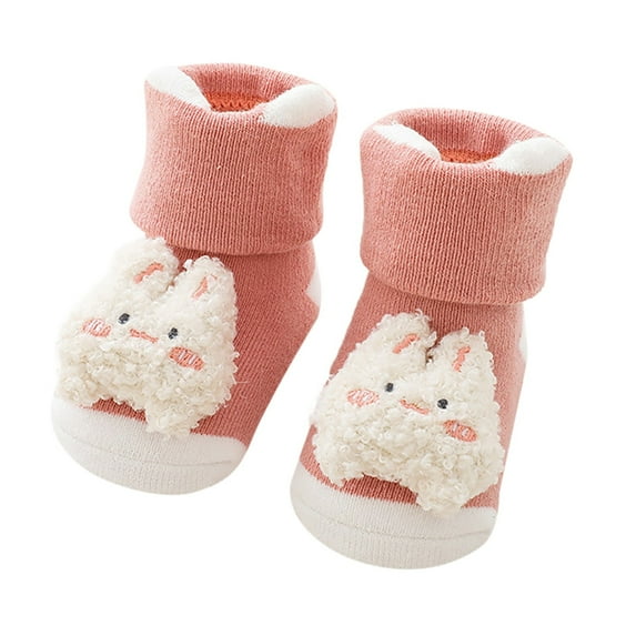 Girls Socks Kids Winter Cute Cartoon Coral Velvet Plush Warm High Socks D 6 Months-12 Months