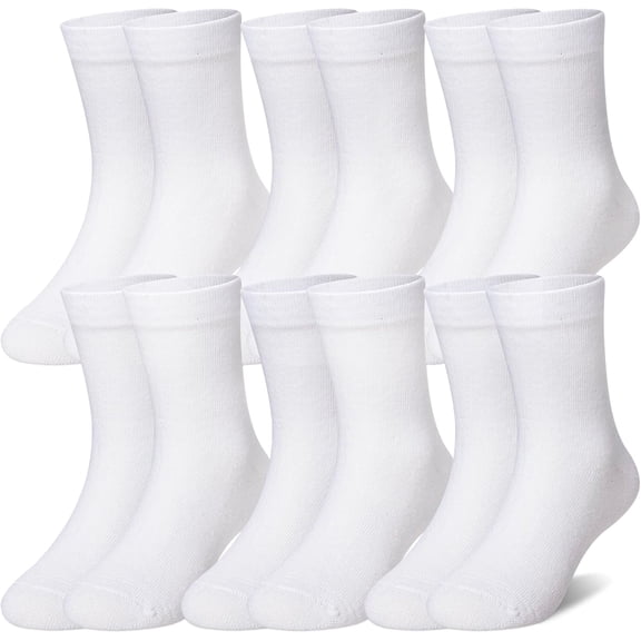 Girls Socks Little Kids Crew Socks Cotton Cute Youth Dress Socks 6 Pairs