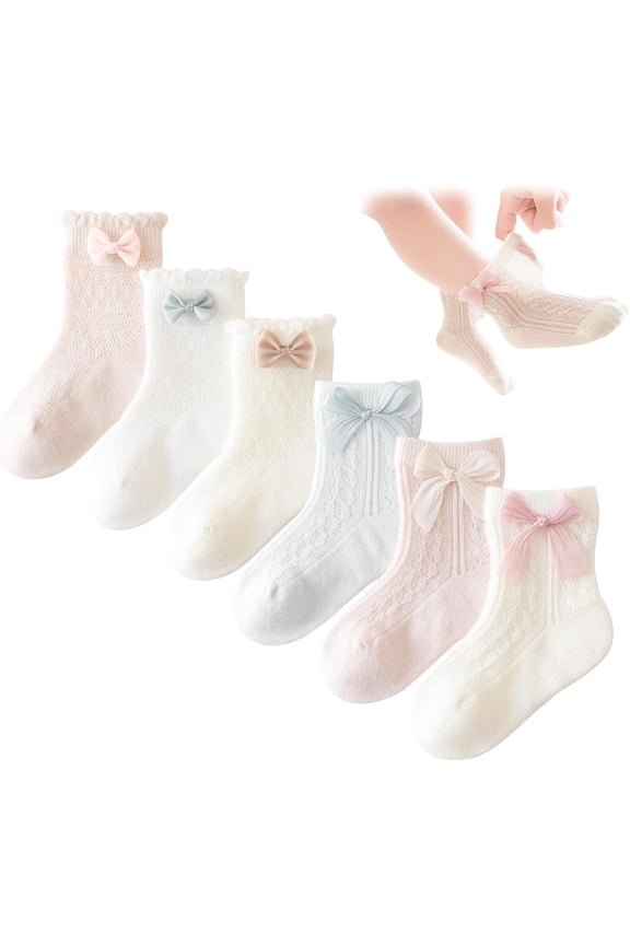 Girls Socks with Bow 2nd-generation Breathable Mesh Cute Princess Socks for