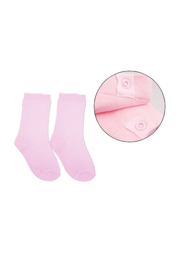 Girls Socks with Snaps- Pink- 1 Pair