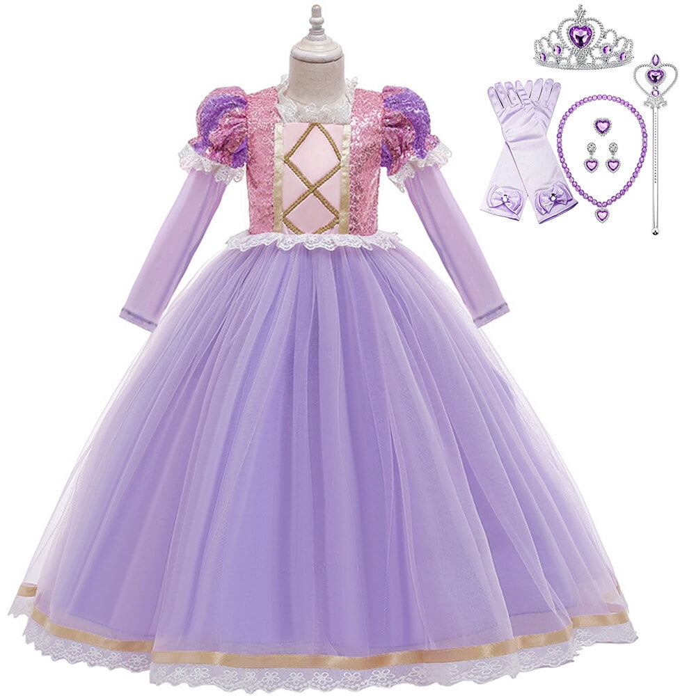 Girls Sophia Costume w/Crown Female Long Tulle Sleeve Princess Dress Little  Girls 3-9Y - Walmart.com