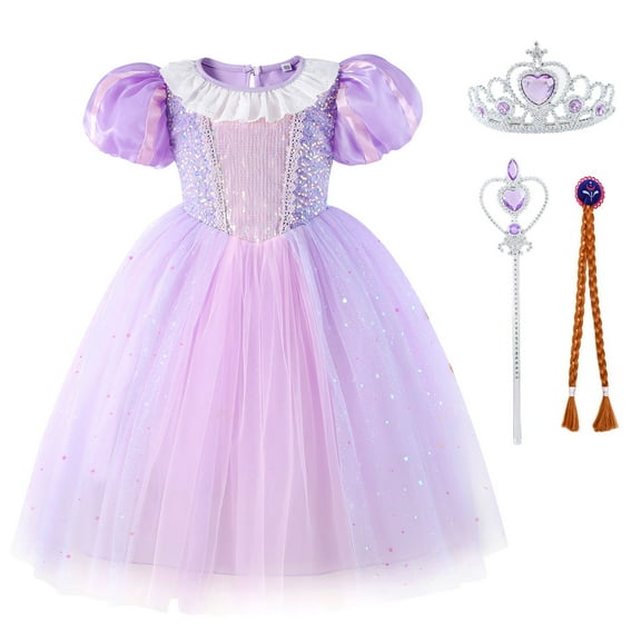Girls Sophia Princess Costume w/Accessories Female Halloween Outfit for 2-7Y Little Girls