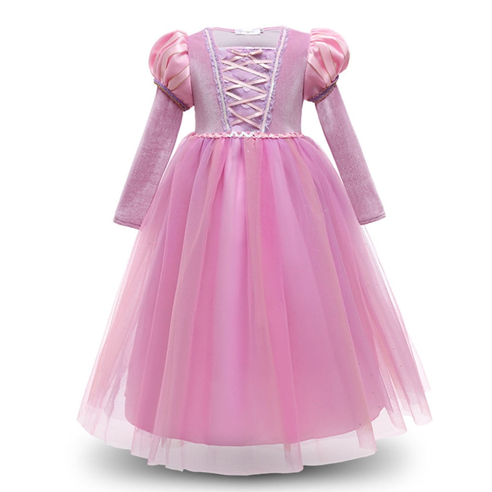 Girls Sofia Rapunzel Long Sleeve Princess Dress Halloween Costume Outfit