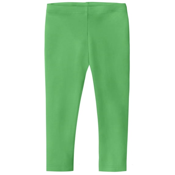 Made in USA Girls Soft 100% Cotton Capri Leggings | Elf Green