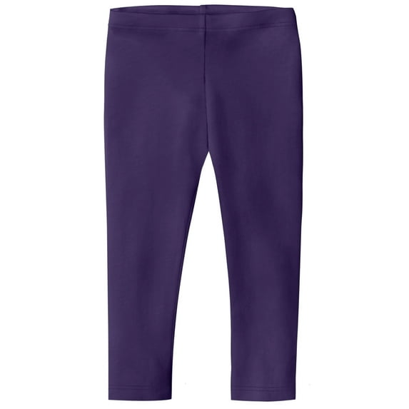 Made in USA Girls Soft 100% Cotton Capri Leggings | Purple
