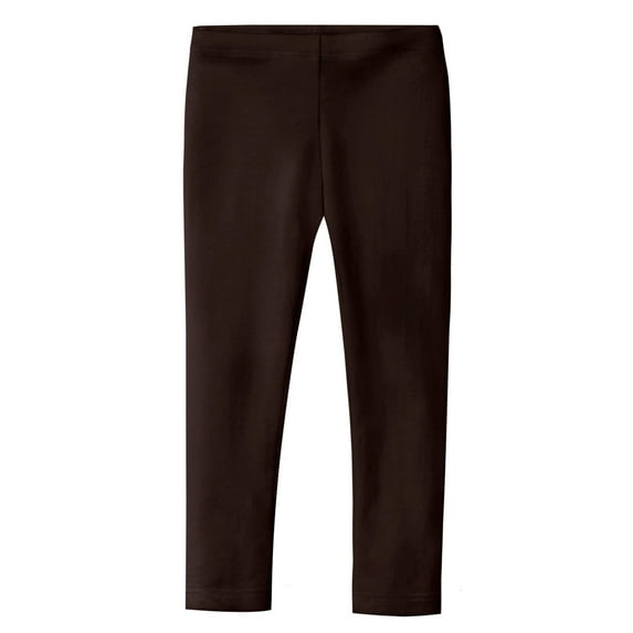 Made in USA Girls Cotton Solid Colored Baby Rib Leggings | Chocolate