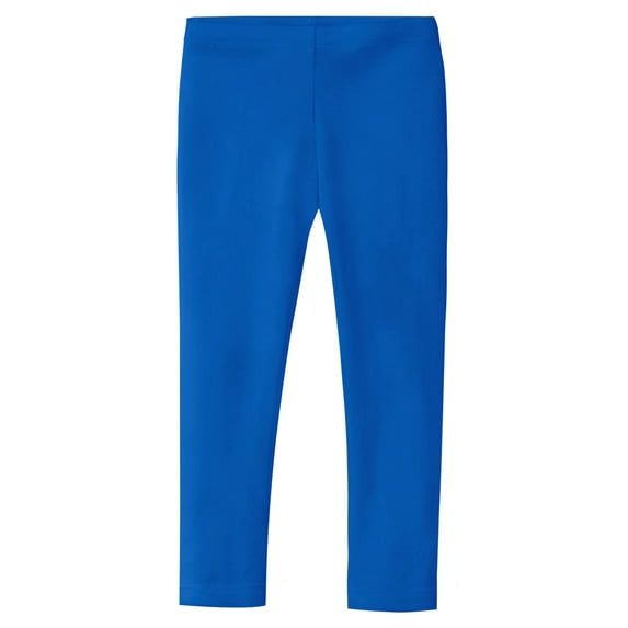 Made in USA Girls Cotton Solid Colored Baby Rib Leggings | Crayon Blue
