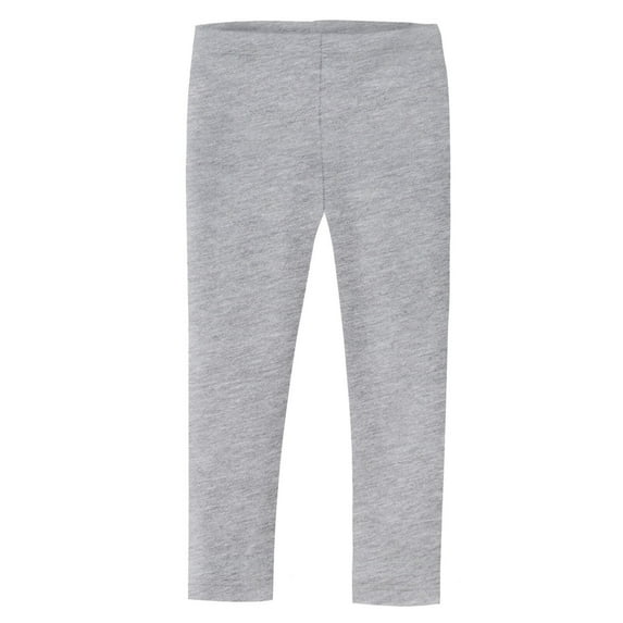 Made in USA Girls Cotton Solid Colored Baby Rib Leggings | Heather Gray