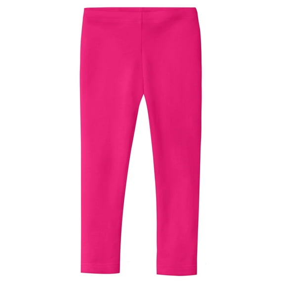 Made in USA Girls Cotton Solid Colored Baby Rib Leggings | Hot Pink