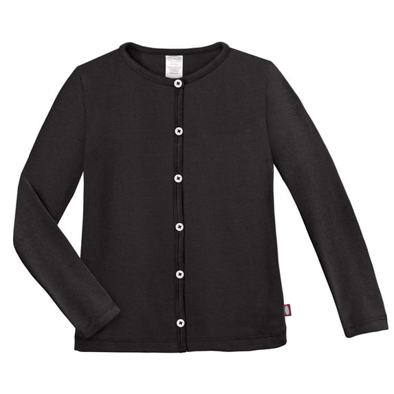 Girls Soft Cotton Button-Down Cardigan | Black