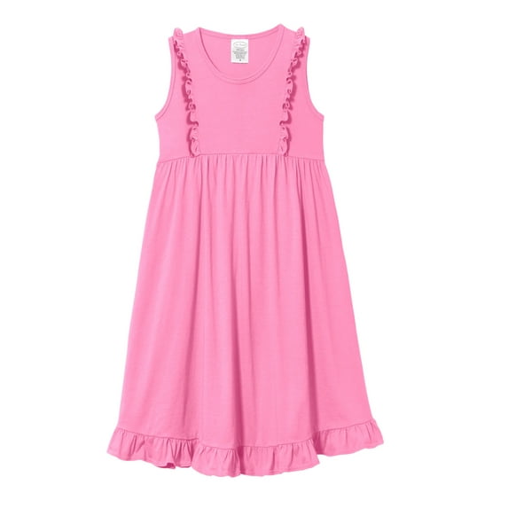 Made in USA Girls Soft Cotton Jersey Flutter Tank Dress | Medium Pink