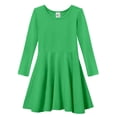 thumbnail image 1 of Girls Soft Cotton Jersey Long Sleeve Twirly Dress | Elf Green, 1 of 5