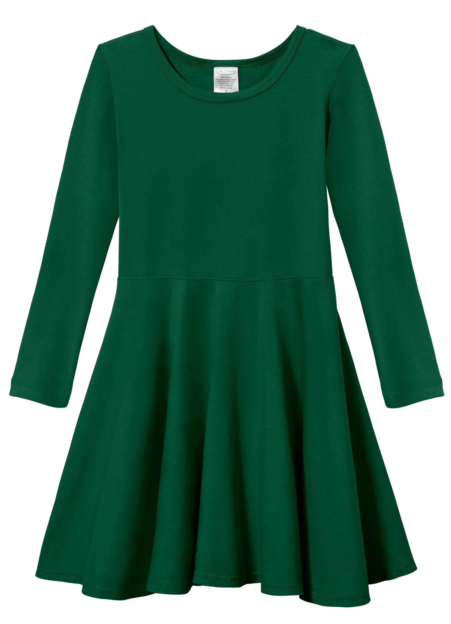 Girls Soft Cotton Jersey Long Sleeve Twirly Dress