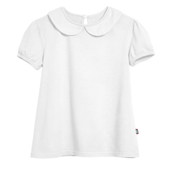 Made in USA Girls Soft Cotton Jersey Peter Pan Collar Short Sleeve Puff Tee