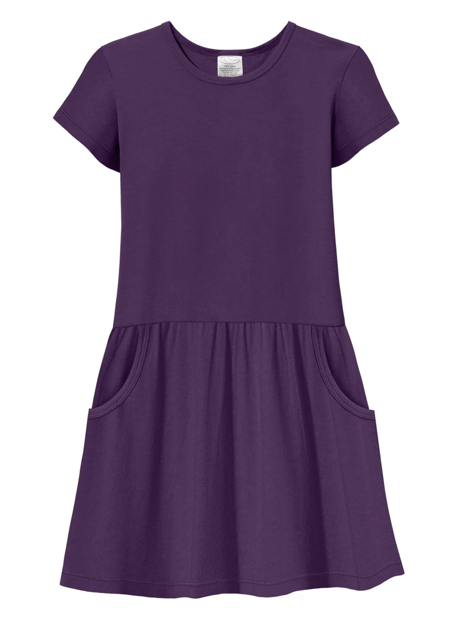 Made in USA Girls Soft Cotton Jersey Short Sleeve Drop Waist Pocket Dress -  Walmart.com