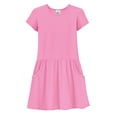 thumbnail image 1 of Made in USA Girls Soft Cotton Jersey Short Sleeve Drop Waist Pocket Dress, 1 of 10