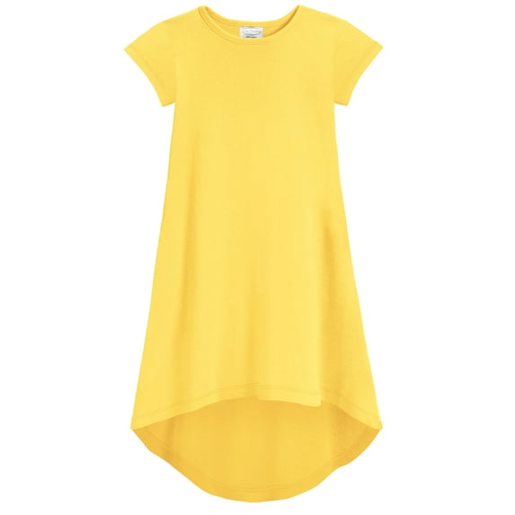 Made in USA Girls Soft Cotton Jersey Short Sleeve Hi-Lo Maxi Dress