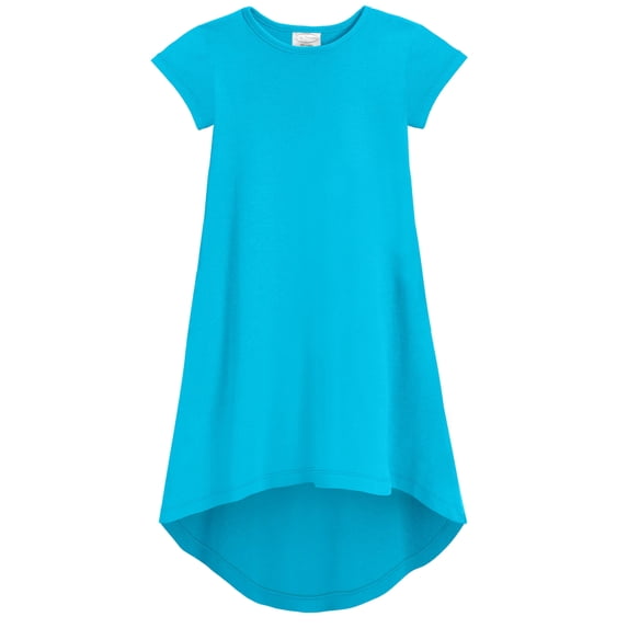 Made in USA Girls Soft Cotton Jersey Short Sleeve Hi-Lo Maxi Dress