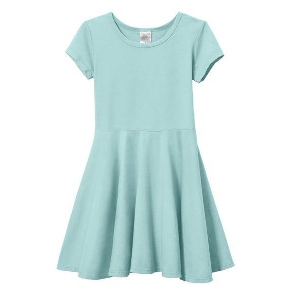 Made in USA Girls Soft Cotton Jersey Short Sleeve Twirly Dress | Wave