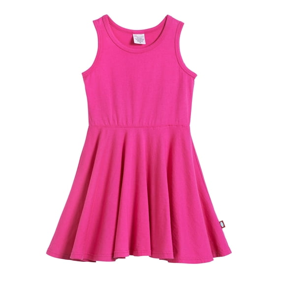 Made in USA Girls Soft Cotton Jersey Twirly Tank Dress | Hot Pink