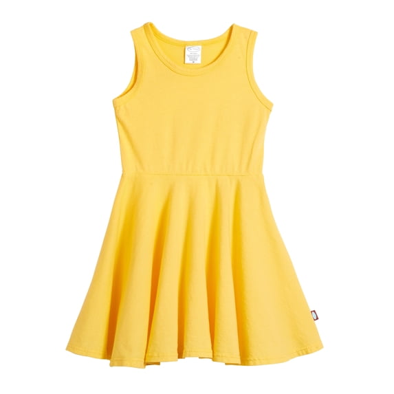 Made in USA Girls Soft Cotton Jersey Twirly Tank Dress | Yellow