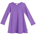 thumbnail image 1 of Girls Soft Cotton Long Sleeve Baby Rib Dress | Deep Purple, 1 of 5