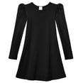 thumbnail image 1 of Girls Soft Cotton Puff Long Sleeve Dress | Black, 1 of 3