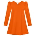 thumbnail image 1 of Girls Soft Cotton Puff Long Sleeve Dress | Orange, 1 of 3