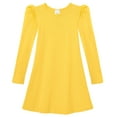 thumbnail image 1 of Girls Soft Cotton Puff Long Sleeve Dress | Yellow, 1 of 3