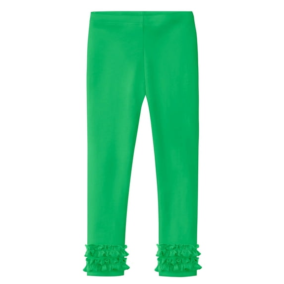 Made in USA Girls Ruffle Leggings | Elf Green