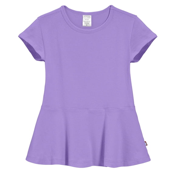 Made in USA Girls Soft Cotton Short Sleeve Peplum