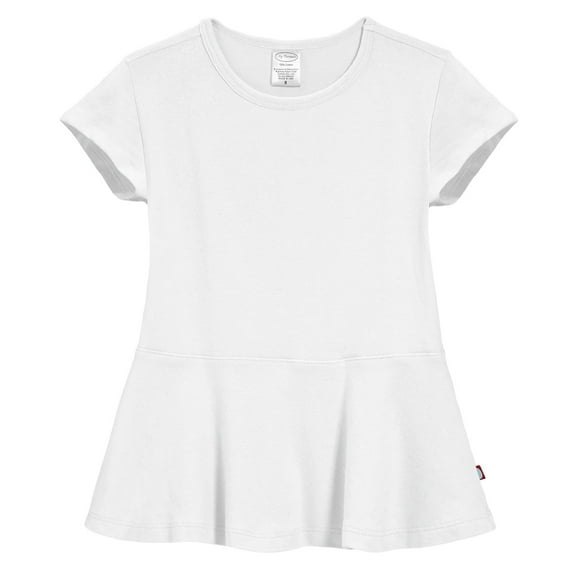 Made in USA Girls Soft Cotton Short Sleeve Peplum