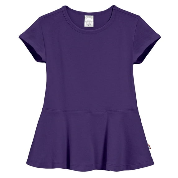 Made in USA Girls Soft Cotton Short Sleeve Peplum
