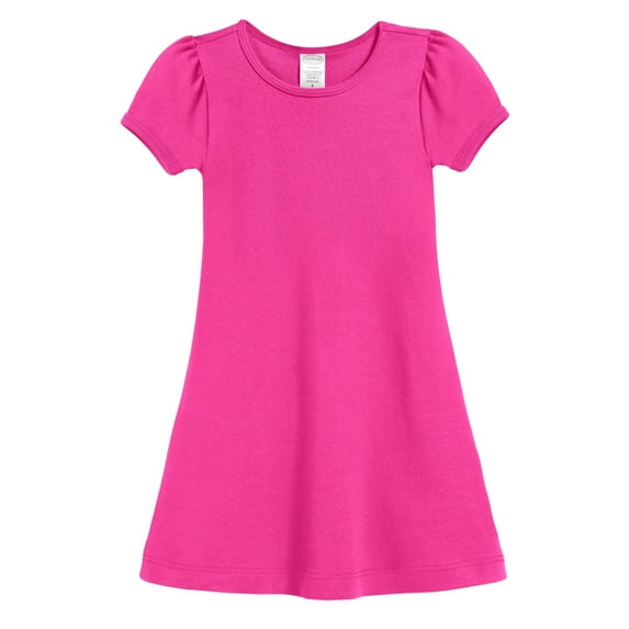 Made in USA Girls Soft Cotton Short Sleeve Puff Sleeve Dress