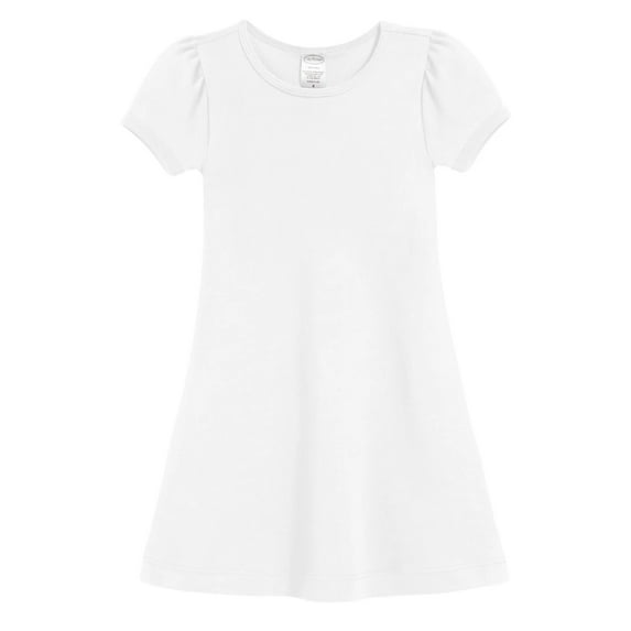 Made in USA Girls Soft Cotton Short Sleeve Puff Sleeve Dress